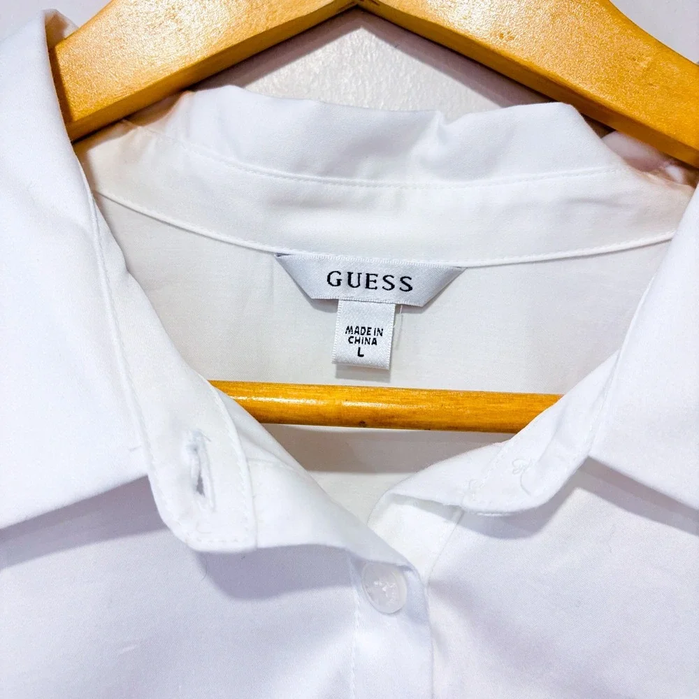 GUESS White poplin button down shirt | Minimalist‎ classic | Large - Picture 5 of 12